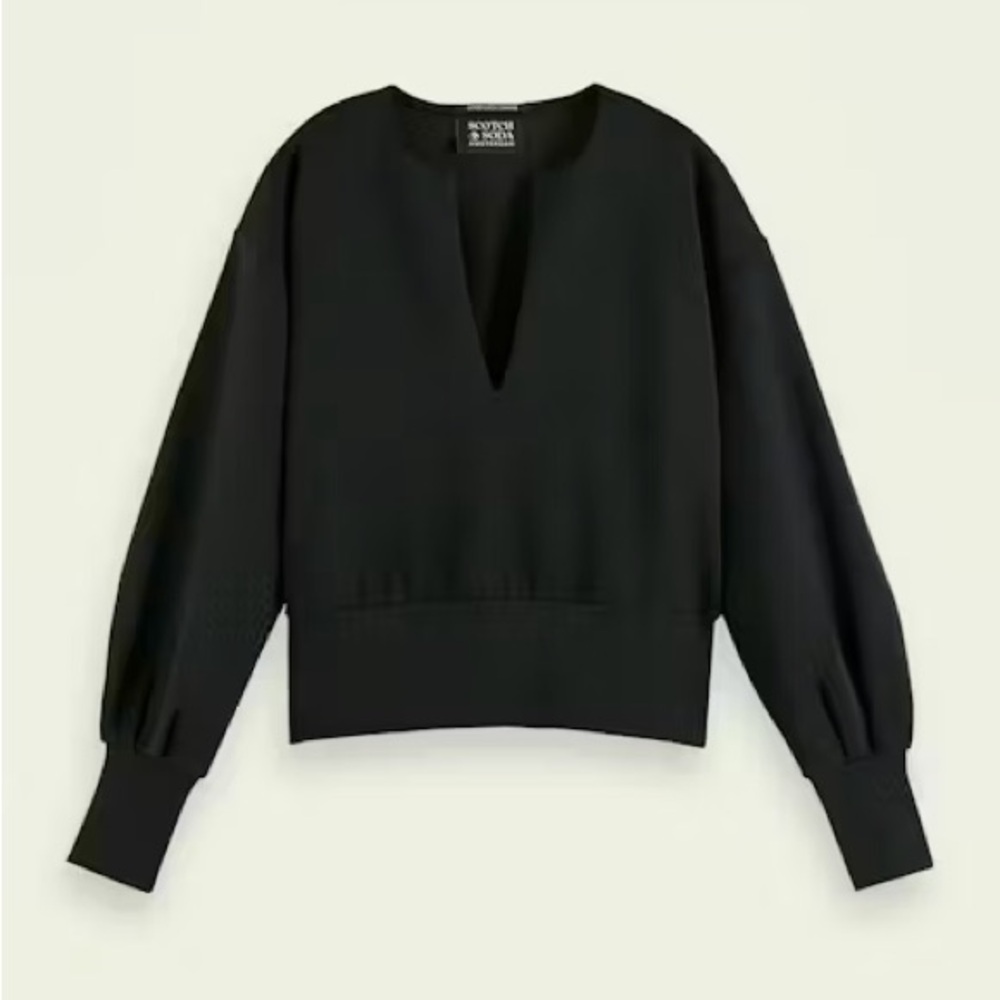 Scotch & Soda Black V-Neck Top Shirt